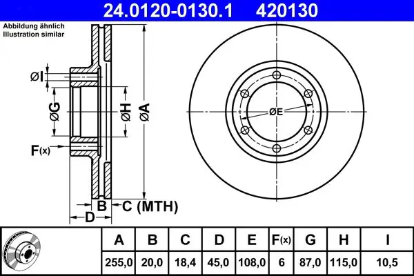 Handler.Part Brake disc ATE 24012001301 1