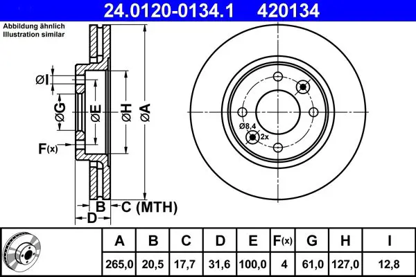 Handler.Part Brake disc ATE 24012001341 1