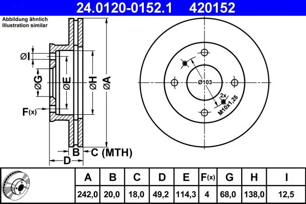 Handler.Part Brake disc ATE 24012001521 1