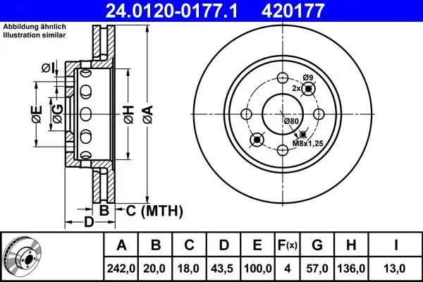 Handler.Part Brake disc ATE 24012001771 1