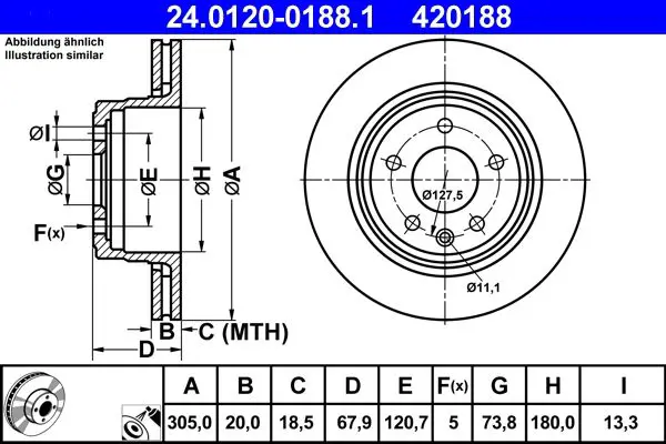 Handler.Part Brake disc ATE 24012001881 1