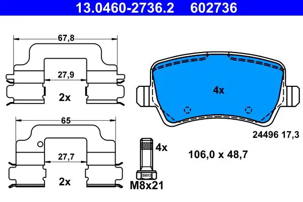 Handler.Part Brake pad set, disc brake ATE 13046027362 1