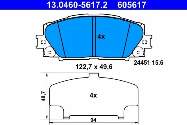 Handler.Part Brake pad set, disc brake ATE 13046056172 1