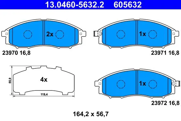 Handler.Part Brake pad set, disc brake ATE 13046056322 1