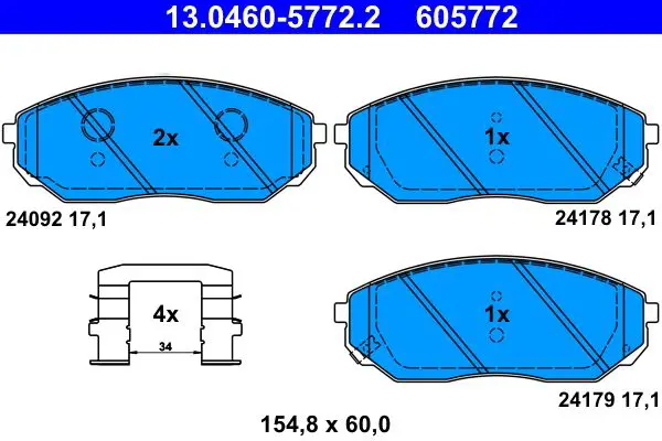 Handler.Part Brake pad set, disc brake ATE 13046057722 1