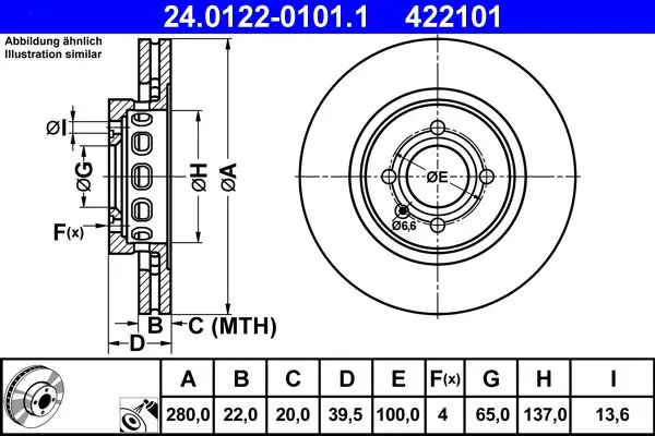 Handler.Part Brake disc ATE 24012201011 1