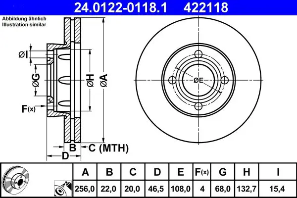 Handler.Part Brake disc ATE 24012201181 1