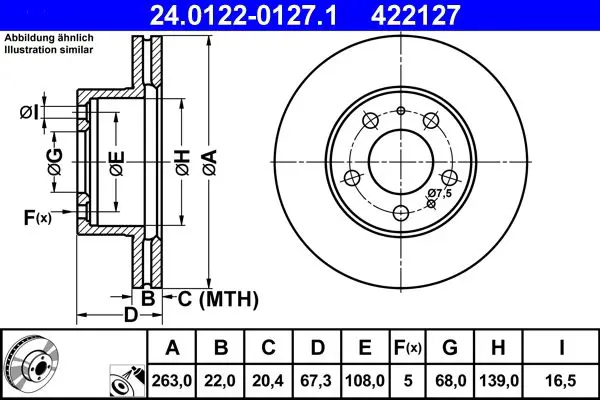 Handler.Part Brake disc ATE 24012201271 1