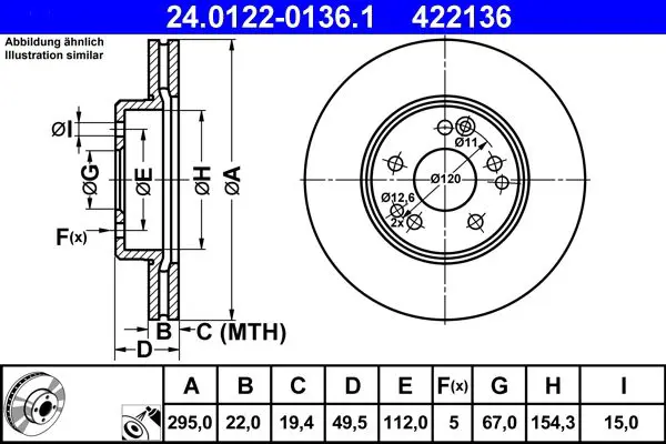 Handler.Part Brake disc ATE 24012201361 1