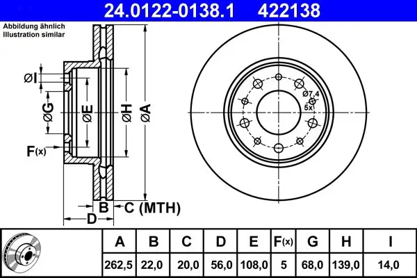 Handler.Part Brake disc ATE 24012201381 1