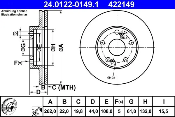 Handler.Part Brake disc ATE 24012201491 1