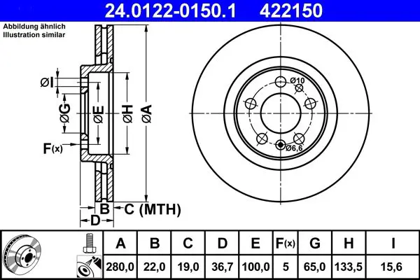 Handler.Part Brake disc ATE 24012201501 1