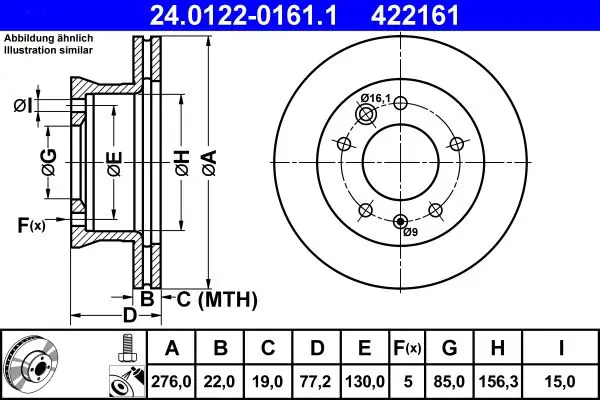 Handler.Part Brake disc ATE 24012201611 1