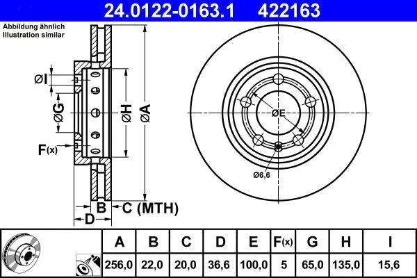 Handler.Part Brake disc ATE 24012201631 1