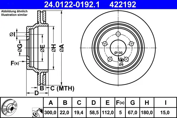 Handler.Part Brake disc ATE 24012201921 1