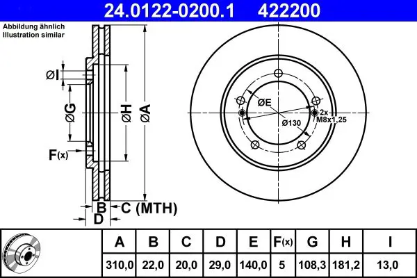 Handler.Part Brake disc ATE 24012202001 1