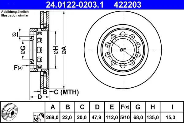 Handler.Part Brake disc ATE 24012202031 1