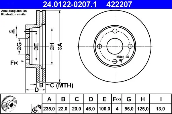 Handler.Part Brake disc ATE 24012202071 1