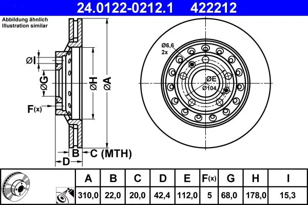 Handler.Part Brake disc ATE 24012202121 1