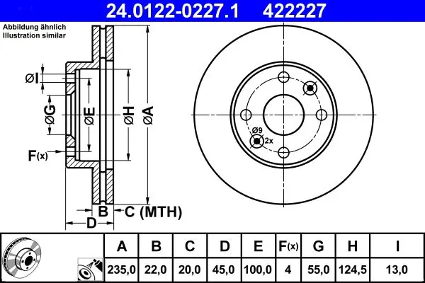 Handler.Part Brake disc ATE 24012202271 1