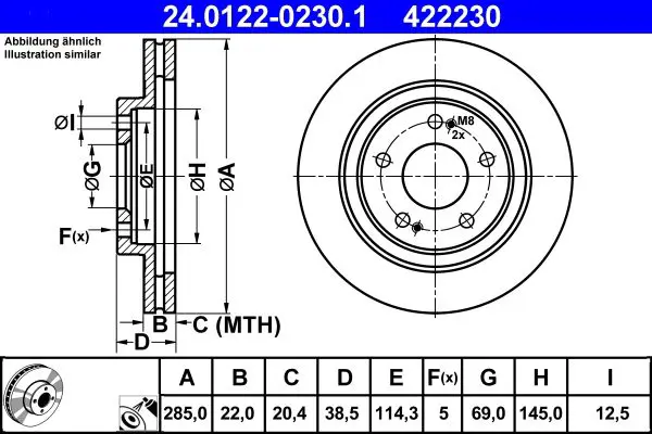 Handler.Part Brake disc ATE 24012202301 1