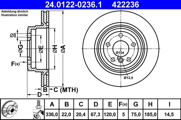 Handler.Part Brake disc ATE 24012202361 1