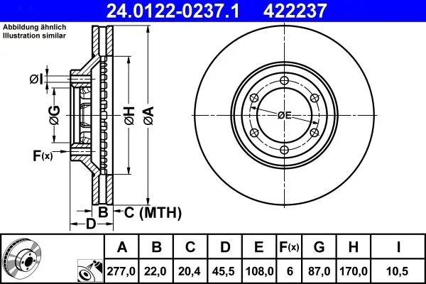 Handler.Part Brake disc ATE 24012202371 1