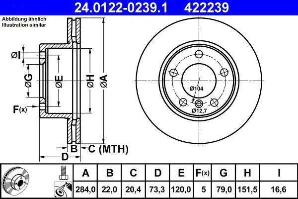 Handler.Part Brake disc ATE 24012202391 1