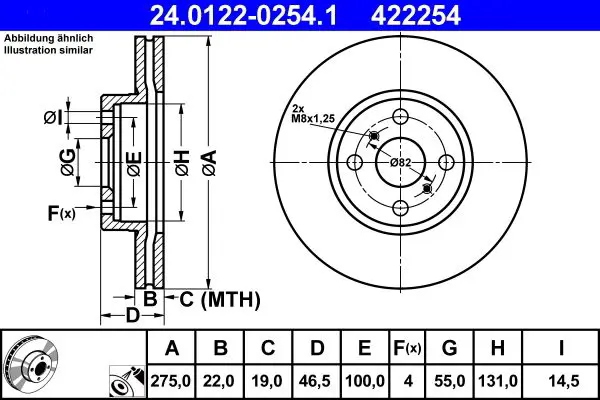 Handler.Part Brake disc ATE 24012202541 1