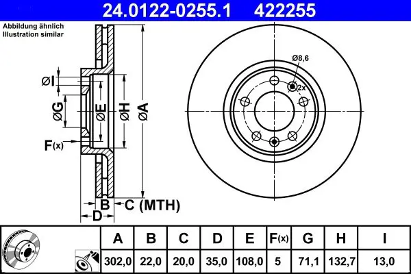 Handler.Part Brake disc ATE 24012202551 1