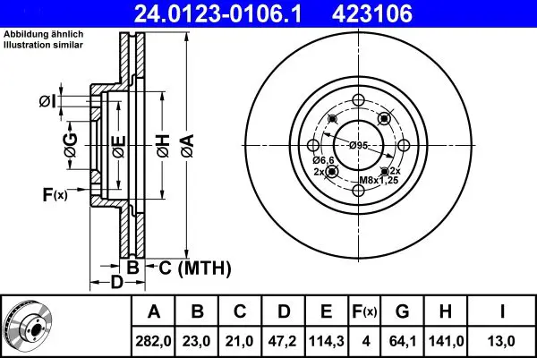 Handler.Part Brake disc ATE 24012301061 1