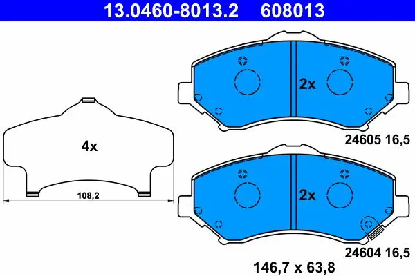 Handler.Part Brake pad set, disc brake ATE 13046080132 1