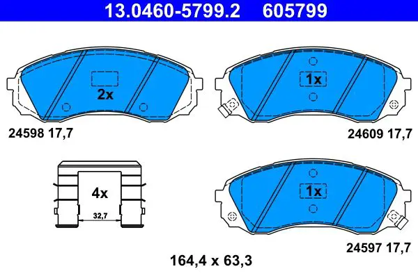 Handler.Part Brake pad set, disc brake ATE 13046057992 1