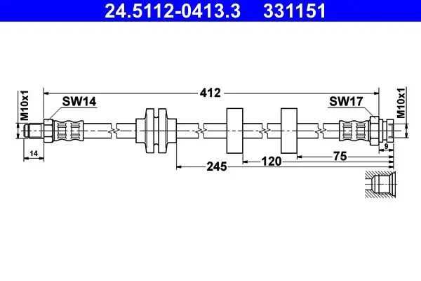 Handler.Part Brake hose ATE 24511204133 1