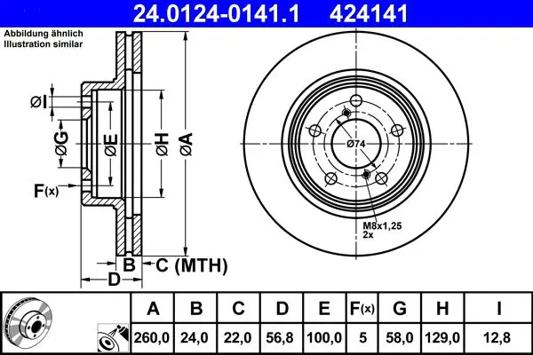 Handler.Part Brake disc ATE 24012401411 1