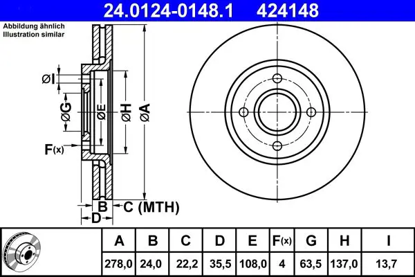 Handler.Part Brake disc ATE 24012401481 1