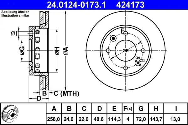 Handler.Part Brake disc ATE 24012401731 1