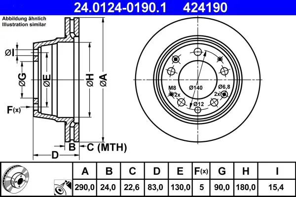 Handler.Part Brake disc ATE 24012401901 1