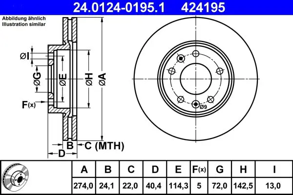 Handler.Part Brake disc ATE 24012401951 1