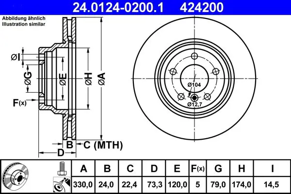 Handler.Part Brake disc ATE 24012402001 1