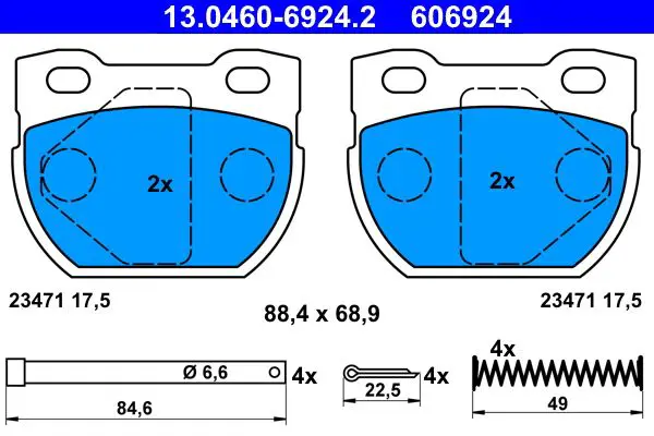 Handler.Part Brake pad set, disc brake ATE 13046069242 1