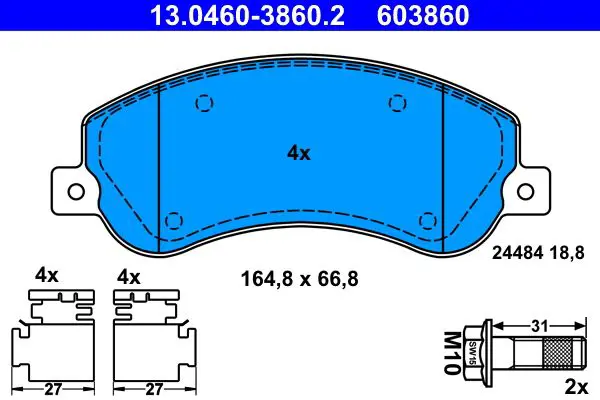 Handler.Part Brake pad set, disc brake ATE 13046038602 1