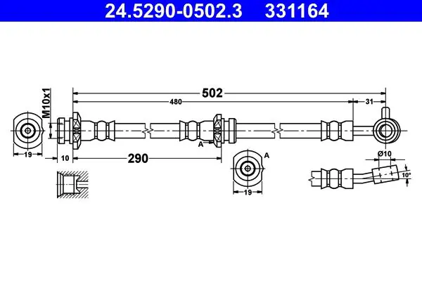 Handler.Part Brake hose ATE 24529005023 1