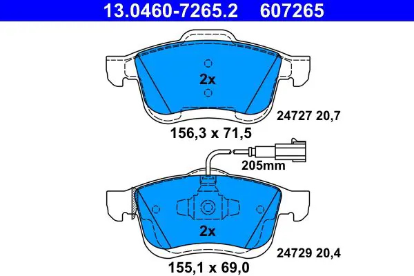 Handler.Part Brake pad set, disc brake ATE 13046072652 1