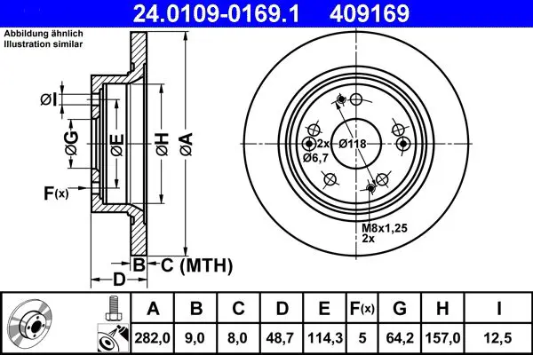 Handler.Part Brake disc ATE 24010901691 1