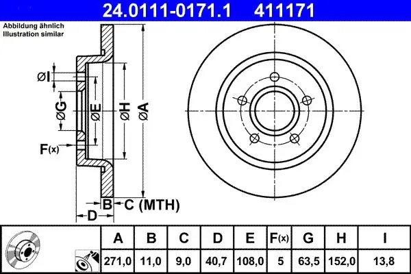 Handler.Part Brake disc ATE 24011101711 1