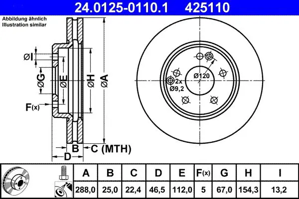 Handler.Part Brake disc ATE 24012501101 1