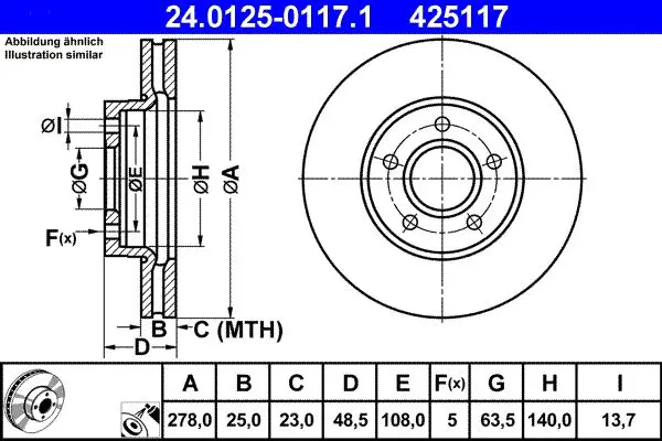 Handler.Part Brake disc ATE 24012501171 1