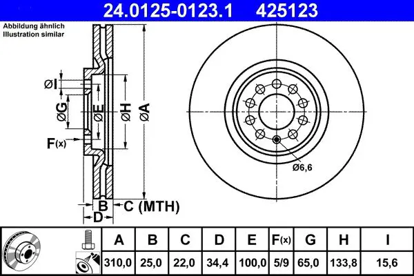 Handler.Part Brake disc ATE 24012501231 1