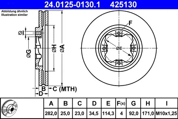 Handler.Part Brake disc ATE 24012501301 1